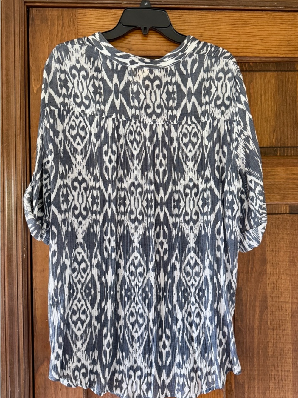 Ruby Rd. Ikat Button-Front Tunic in Gray and White - Picture 4 of 13